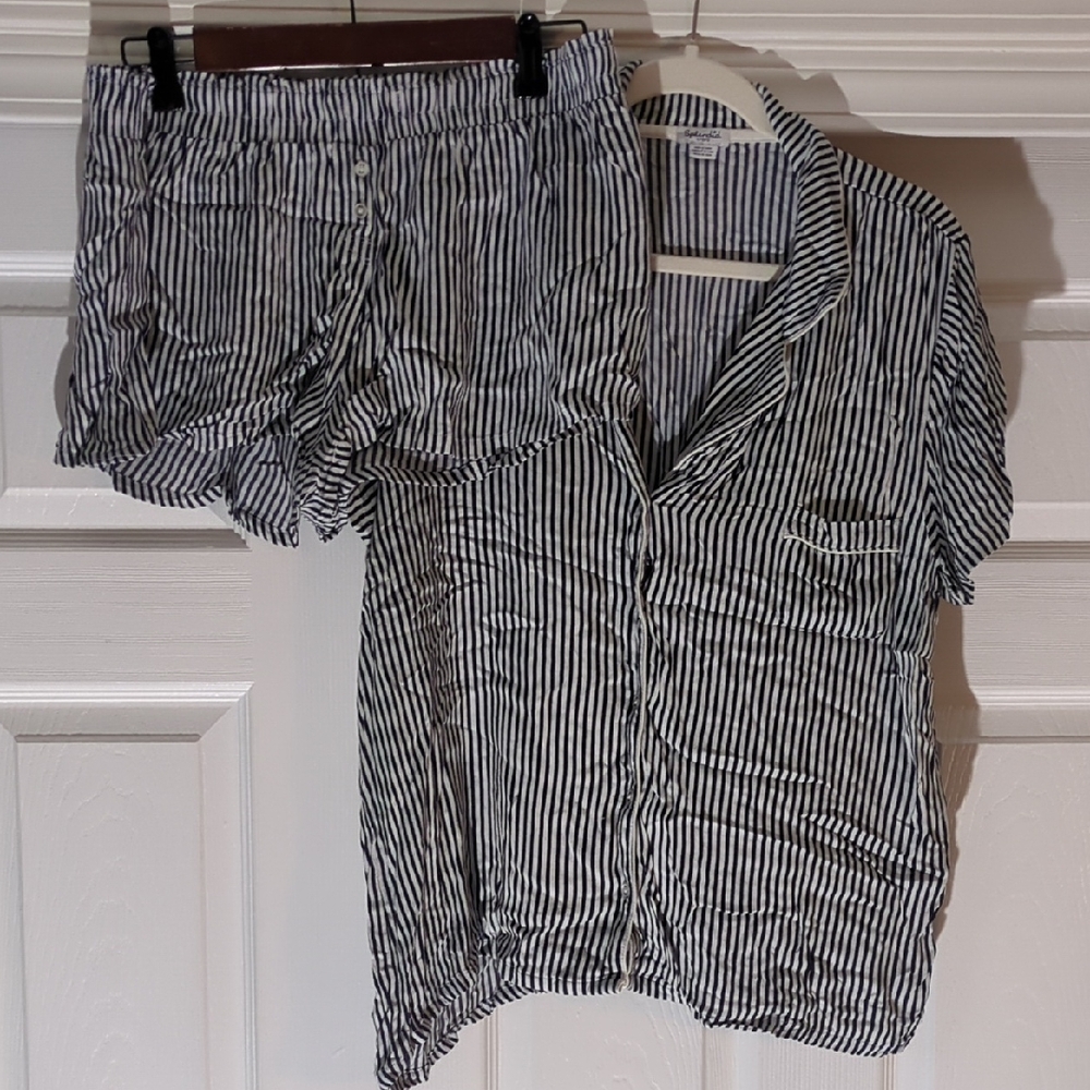 Splendid Navy and White Striped Lounge Shorts
